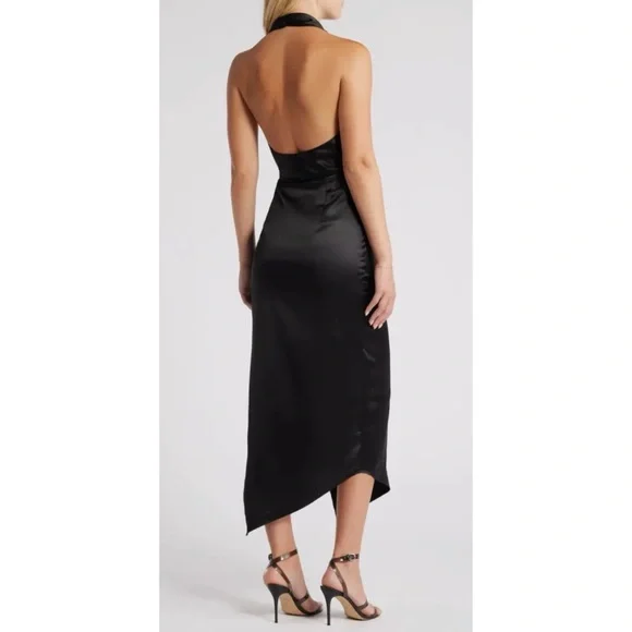 LULUS Glamorous Desires Asymmetric Satin Halter Dress ❤️NWT❤️IN STORES❤️ - Picture 2 of 5
